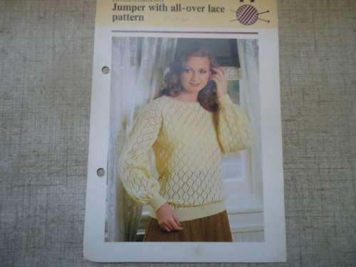 KNITTING IN LARGER SIZES - JUMPER WITH ALL-OVER LACE PATTERN TO FIT 97 CM - 102 CM 38 - 44"