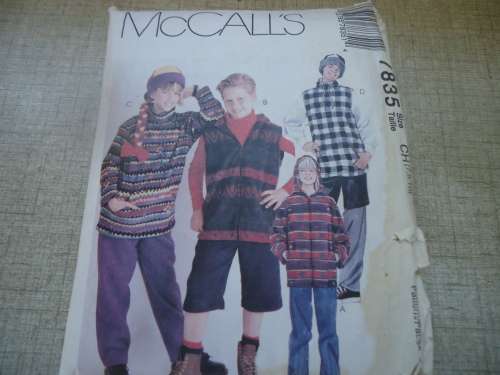 McCALL'S PATTERN 7835 KIDS JACKET, TOP, VEST, PULL ON PANTS& SHORTS SIZE CH =7 -10 YEARS COMPLETE