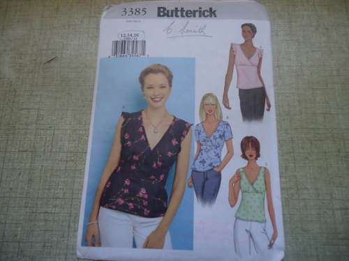 BUTTERICK PATTERN 3385 SEMI FITTED PULLOVER TOP SIZE 12 +14 + 16 COMPLETE
