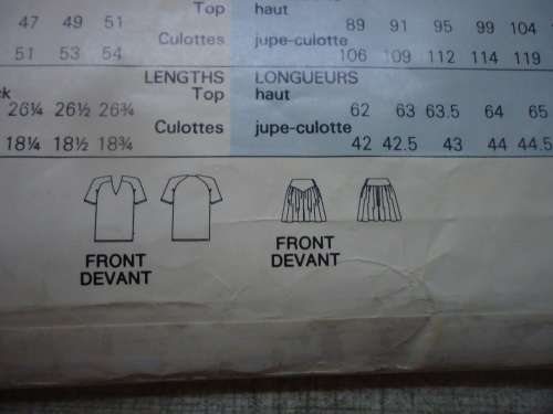 BUTTERICK PATTERN 6403/731 TOP & CULOTTES SIZE B = 16 + 18 + 20 + 22+ 24 COMPLETE