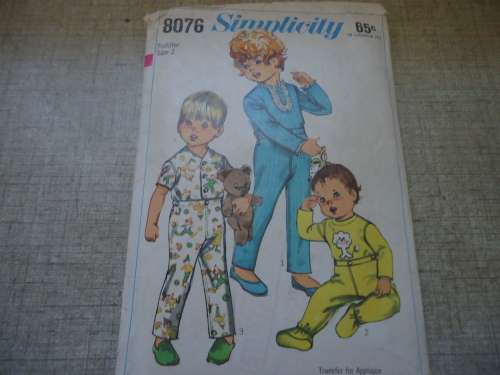 SIMPLICITY PATTERNS 8076 TODDLERS PJS SIZE 2 YEARS COMPLETE