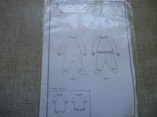 SEW SIMPLE PATTERNS #1 BABY GRO SIZES 6 - 12 MONTHS   COMPLETE