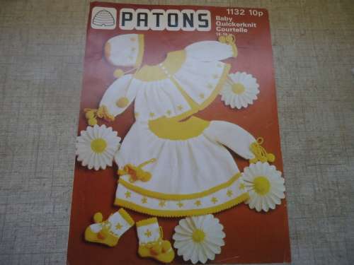 PATONS #1132 -DAISY PRINCESS DRESS & MATINEE COAT- TO FIT CHEST 18 - 19"