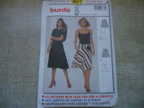 BURDA PATTERNS 8677   SKIRT IN 2 STYLES  SIZES 8 - 18 COMPLETE & UNCUT