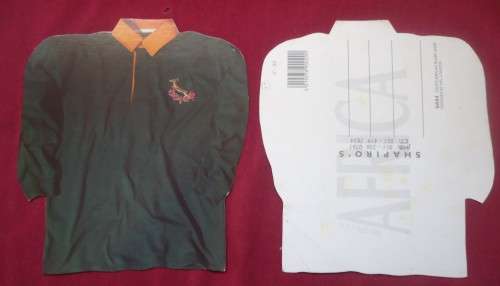 SPRINGBOK "DIE CUT" RUGBY JERSEY UNUSED POSTCARD