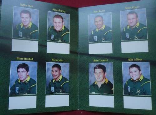 SPRINGBOK 99 WITH PICTURES OF 1999 SQUAD & COVER STATES "JOOST DO IT SPONSORED BY NIKE"