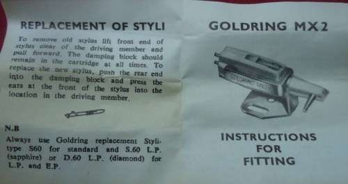 GOLDRING MONO CARTRIDGE MX2M RECORD PLAYER CARTRIDGE & STYLUS -MADE IN ENGLAND