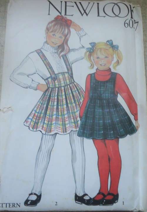 NEW LOOK PATTERNS 6037 GIRL'S PINAFORES  8 SIZES IN ONE 3 - 10 YEARS COMPLETE & UNCUT