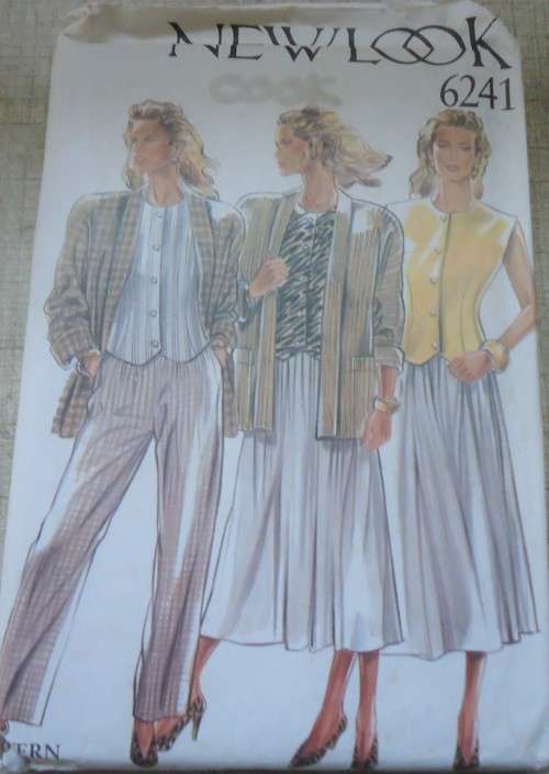 NEW LOOK PATTERNS 6241 JACKET, WAISTCOAT, SKIRT & PANTS 6 SIZES IN ONE 8 - 18 COMPLETE