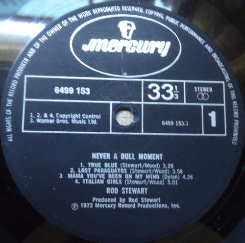 ROD STEWART - NEVER A DULL MOMENT- 1972 MERCURY VINYL LP 6499.153.1 MADE IN ENGLAND