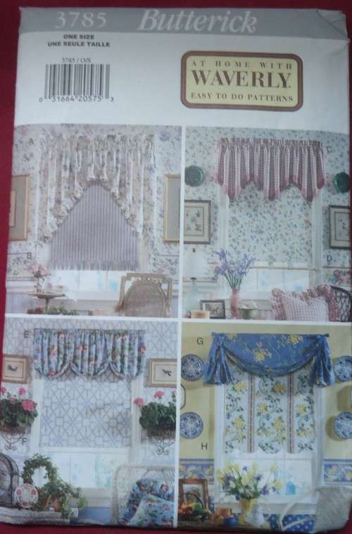 BUTTERICK PATTERNS 3785 WINDOW DRESSING - ONE SIZE COMPLETE & UNCUT