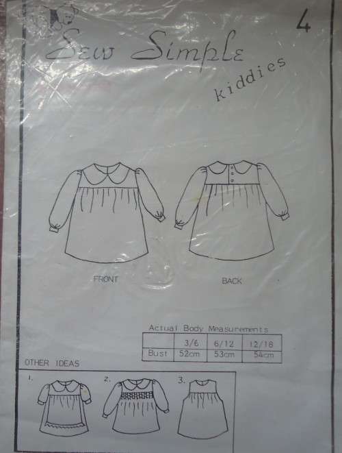 SEW SIMPLE PATTERNS #4 TODDLERS DRESS SIZE 6 - 12 MONTHS  COMPLETE
