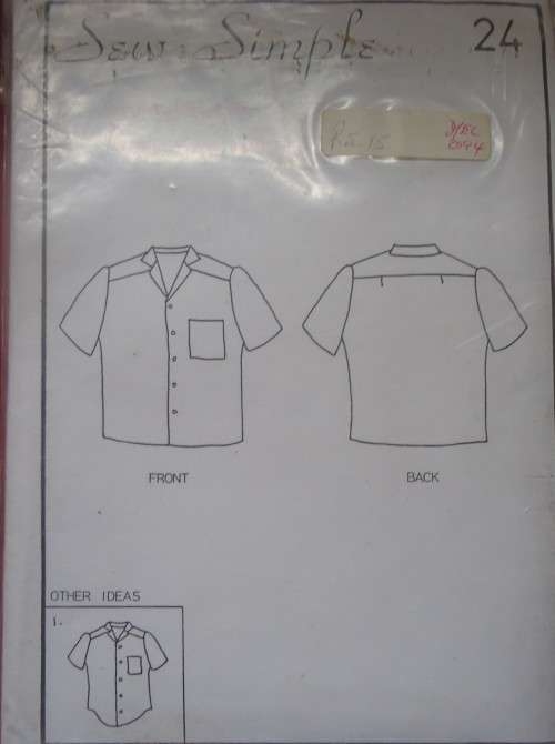 SEW SIMPLE PATTERNS #24 COTTON SHIRT SIZE 38 - 40" OR 97 - 102 CM  COMPLETE