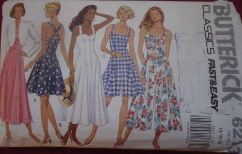 BUTTERICK  PATTERN 6213 SUMMER DRESSES & BOLERO SIZE 14 + 16 + 18 COMPLETE