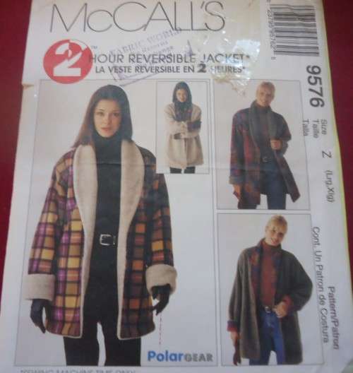 McCALLS PATTERN 9576  REVERSIBLE JACKET SIZE Z = LARGE & XLARGE ( 16 - 22) COMPLETE