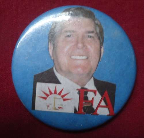 LOUIS LUYT -  FA POLITICAL PARTY ROUND BADGE WITH SAFETY PIN BACK