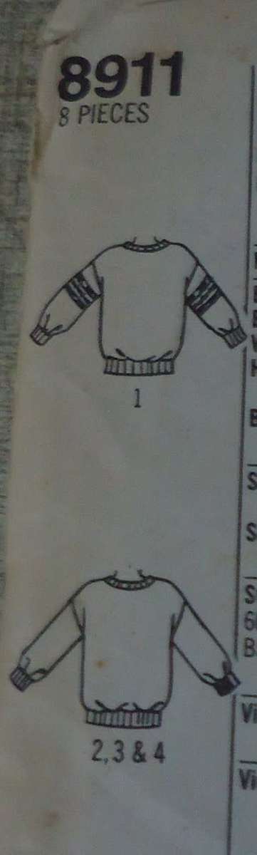 SIMPLICITY PATTERNS 8911 SWEATSHIRT SIZE  SM = 10-12 COMPLETE