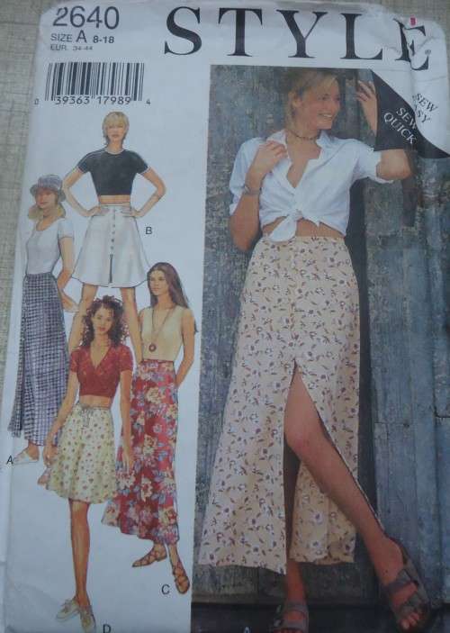 STYLE PATTERNS 2640 SKIRTS SIZE A = 8 - 18 COMPLETE & UNCUT