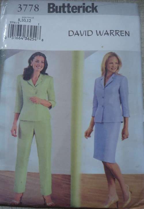 BUTTERICK  PATTERN 3778 SKIRT & PANTS SUIT  SIZES 8 +10 + 12 SEE DESCRIPTION