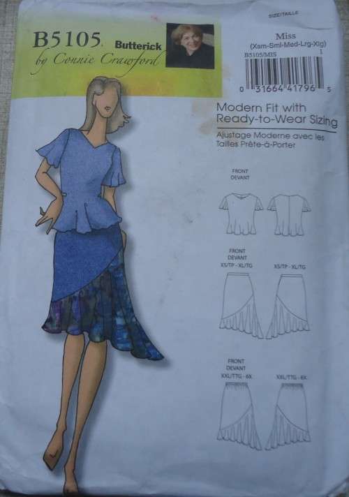 BUTTERICK  PATTERN B5105 BLOUSE AND SKIRT - MODERN FIT  SIZES XS-XL (3 - 16) COMPLETE