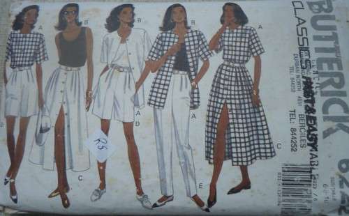 BUTTERICK  PATTERN 6222 TOP, SKIRT, SHORTS & PANTS  SIZE 6 + 8 + 10 COMPLETE