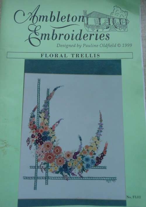 UNUSED EMBROIDERY KIT - FLORAL TRELLIS - Fabric Size 40 cm x 40 cm by AMBLETON EMBROIDERIES