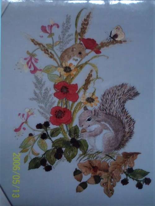 UNUSED EMBROIDERY KIT - FURRY FRIENDS - Fabric Size 42 cm x 42 cm by JUST HEIRLOOMS