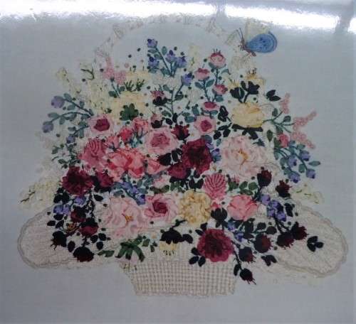 UNUSED EMBROIDERY KIT - BOUQUET OF ROSES - Fabric Size 42 cm x 42 cm by JUST HEIRLOOMS