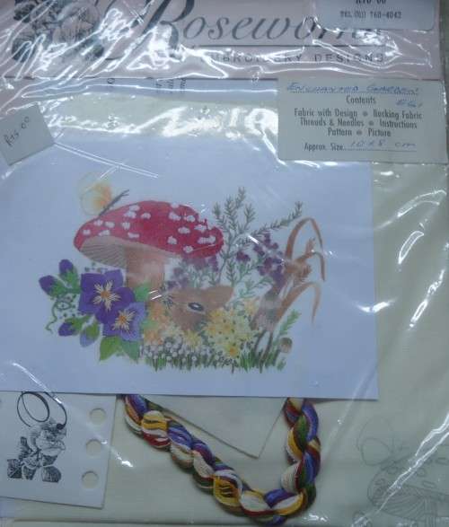 EMBROIDERY KIT -ENCHANTED GARDEN WITH ALL THREADS Size 34 cm x 34cm by ROSEWORKS EMBROIDERY DESIGNS