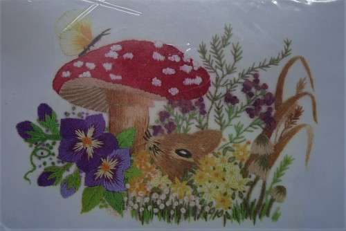 EMBROIDERY KIT -ENCHANTED GARDEN WITH ALL THREADS Size 34 cm x 34cm by ROSEWORKS EMBROIDERY DESIGNS