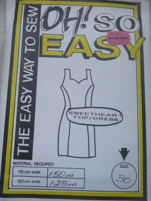 OH SO EASY  PATTERN "SWEETHEART DRESS/TOP" SIZES 30" COMPLETE