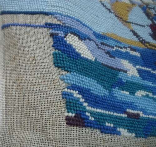 NEEDLEWORK TAPESTRIES BY PENELOPE - SHIP  FIRESCREEN OR PANEL SIZE 18 X 22" WITH COTTONS ALMOST COMP