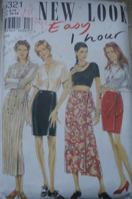 NEW LOOK PATTERNS 6321  DIFFERENT LENGTH WRAP SKIRT  -SIX SIZES IN ONE 8 - 18 COMPLETE