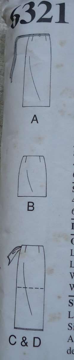 NEW LOOK PATTERNS 6321  DIFFERENT LENGTH WRAP SKIRT  -SIX SIZES IN ONE 8 - 18 COMPLETE