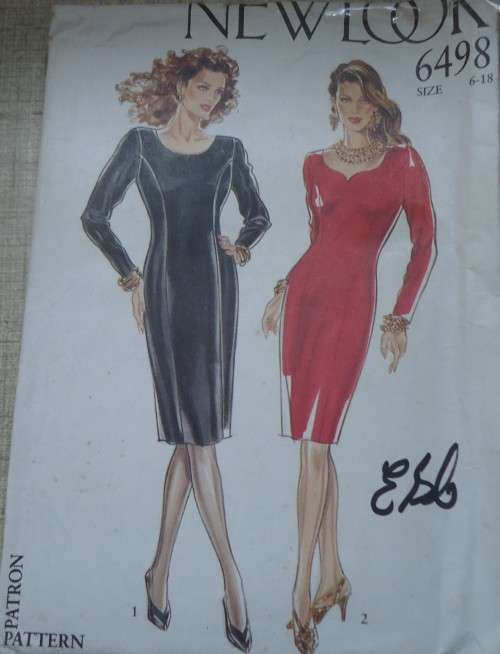 NEW LOOK PATTERNS 6498 FITTED DRESS WITH NECKLINE -SEVEN SIZES IN ONE 6 - 18  COMPLETE