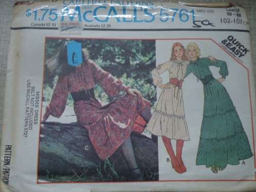 McCALL'S PATTERNS 5761 TIERED DRESS SIZE LARGE-18 - 20  BUST 102 - 107 CM  COMPLETE & UNCUT