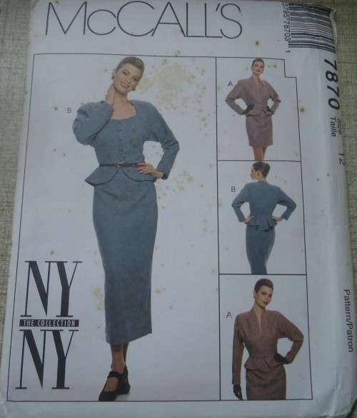 McCALLS PATTERN 7870 LINED JACKET & SKIRT SIZE 12 -COMPLETE & UNCUT