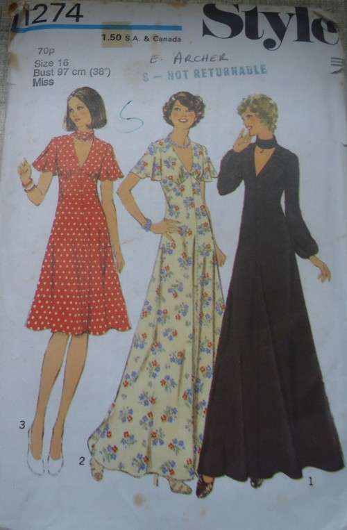 STYLE PATTERNS 1274 - DRESS WITH HI-LINE BODICE SIZE 16 BUST 97 CM COMPLETE