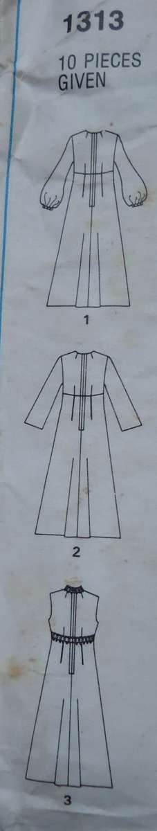 STYLE PATTERNS 1313  DRESS WITHHI LINE BODICE SIZE 14 1/2 BUST 94 CM NO SEWING INSTRUCTIONS