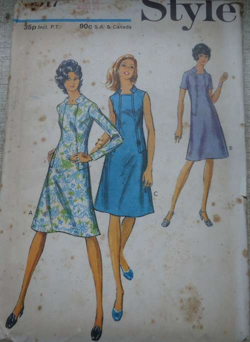 STYLE PATTERNS 3317  DRESS WITH STAND COLLAR SIZE 14 BUST 92 CM/36"  COMPLETE