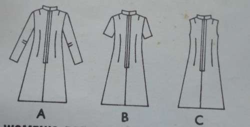 STYLE PATTERNS 3317  DRESS WITH STAND COLLAR SIZE 14 BUST 92 CM/36"  COMPLETE