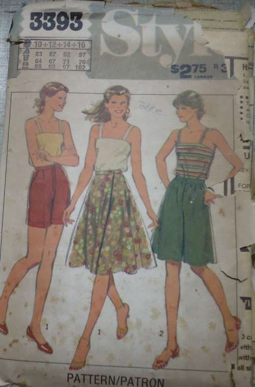 STYLE PATTERNS 3393  TOP, FRONT WRAP SKIRT, CULOTTES & SHORTS SIZE 10 + 12 + 14 + 16 SEE DESC