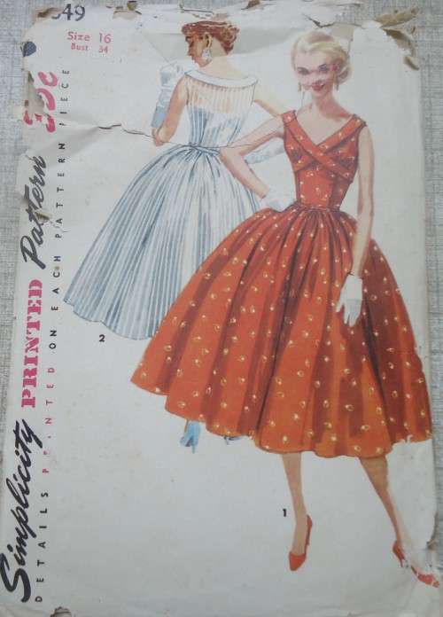 VINTAGE SIMPLICITY PATTERNS  1649 - STUNNING ONE PIECE DRESS  SIZE 16 BUST 34" COMPLETE & UNCUT