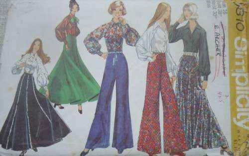 SIMPLICITY PATTERNS 5310 BLOUSE, SKIRT & BELL BOTTOM PANTS SIZE 16 BUST 38" COMPLETE & UNCUT