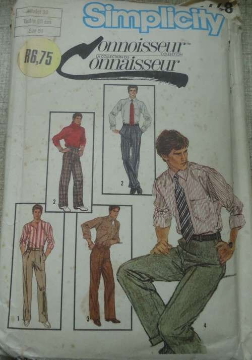 SIMPLICITY PATTERNS 6668 MEN'S PANTS WITH OR WITHOUT PLEATS & CUFFS SIZE WAIST 39" COMPLETE & UNCUT