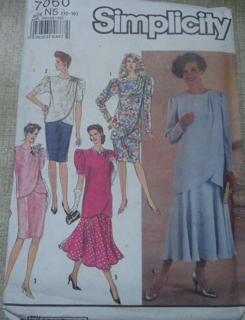 SIMPLICITY PATTERNS 7060 TWO PIECE DRESS  SIZE N5= 10 - 18 COMPLETE-UNCUT-F/FOLDED