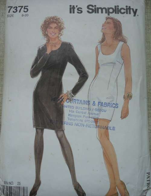 SIMPLICITY PATTERN 7375 TUNIC DRESS  SIZE 8 - 20 COMPLETE & MOSTLY UNCUT