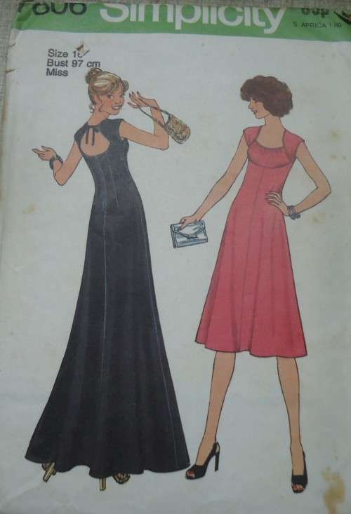 SIMPLICITY PATTERN 7806 CUP SLEEVE DRESS & BARE BACK  SIZE 16 - BUST 97 CM COMPLETE