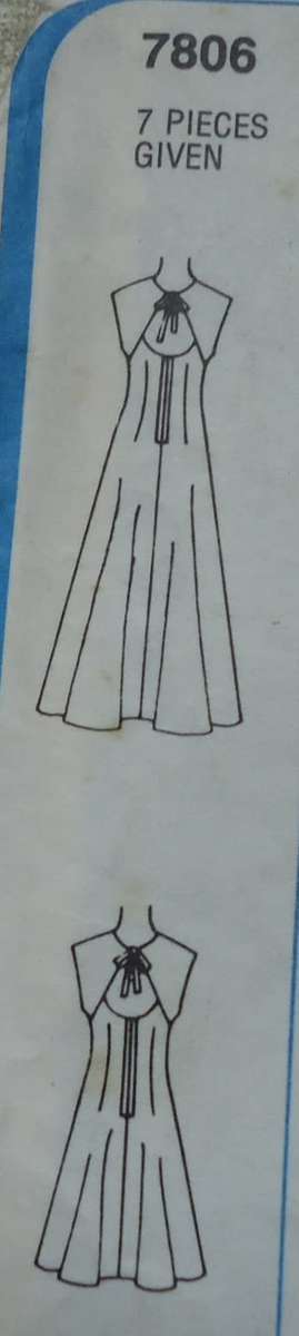 SIMPLICITY PATTERN 7806 CUP SLEEVE DRESS & BARE BACK  SIZE 16 - BUST 97 CM COMPLETE