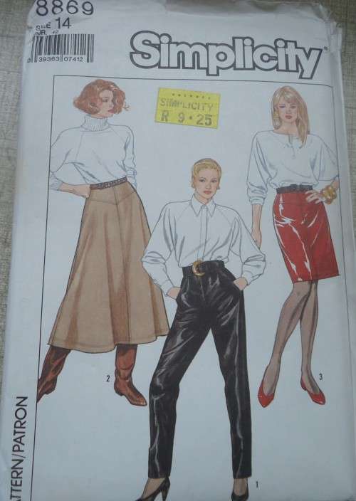 SIMPLICITY PATTERNS 8869 SKIRTS & PANTS SIZE 14 COMPLETE & PART CUT